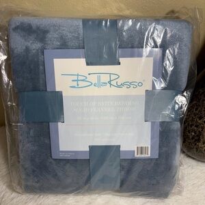 NEW IN PACKAGE! Bella Russo Touch Of Satin Solid Flannel Throw 50 x 60 in Blue